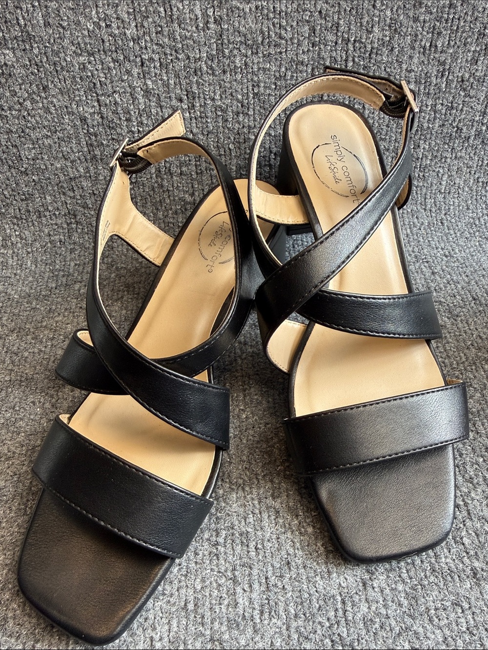Life Stride Black Strappy Slingback Sandals 7.5